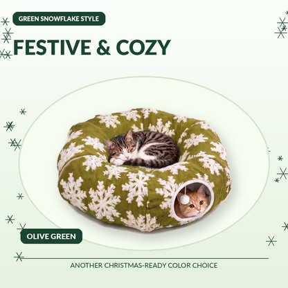 🎄🐾 3-in-1 Christmas Cat Tunnel – Cozy Cat Bed & Festive Tree Skirt