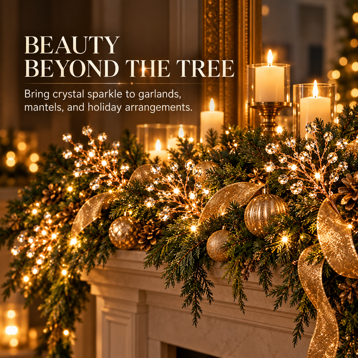 🎄✨ Crystal Beaded Christmas Tree Picks – Sparkling Branch Decorations for a Fuller, More Elegant Holiday Tree