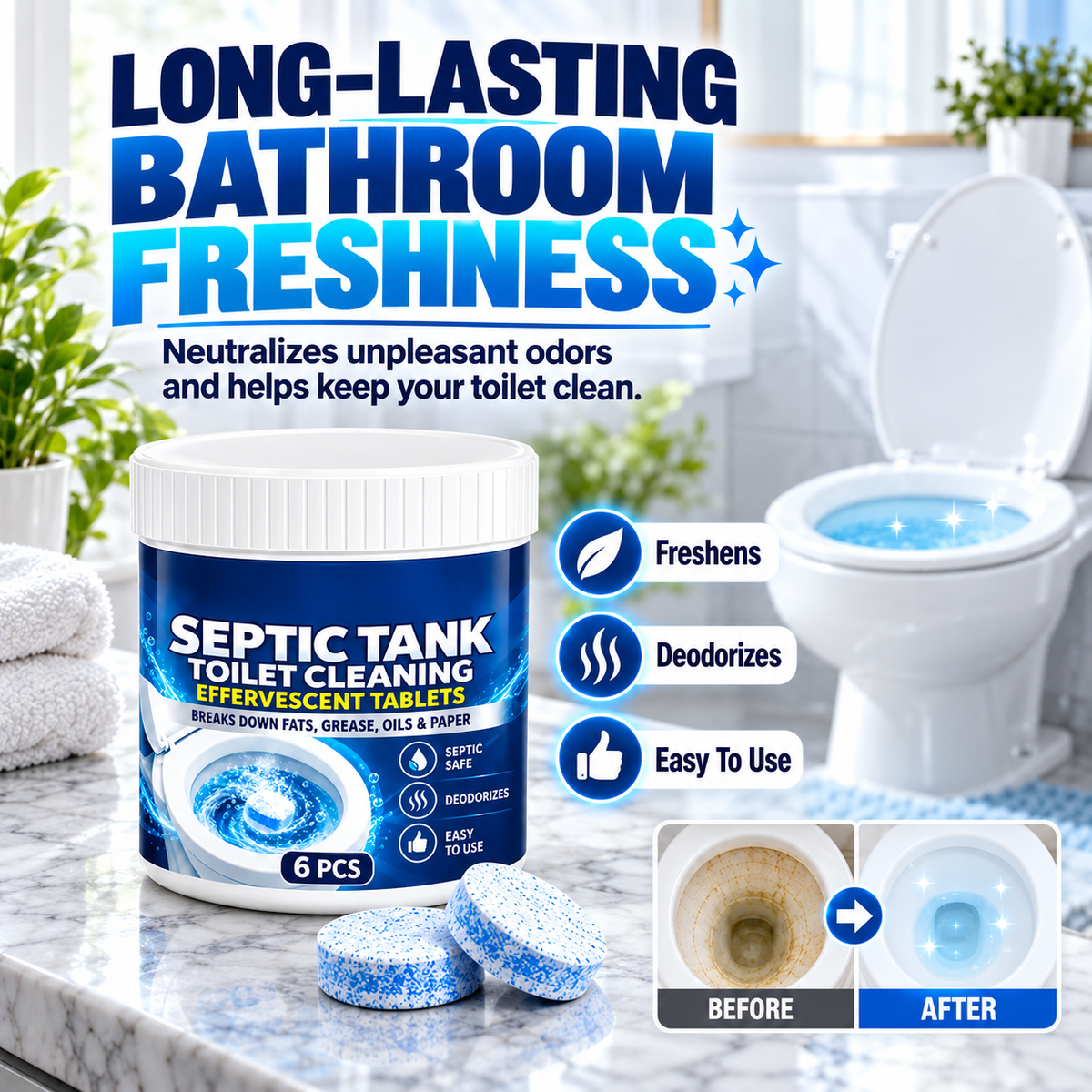 🚽 Drop, Fizz & Clean – Toilet Cleaning Tablets
