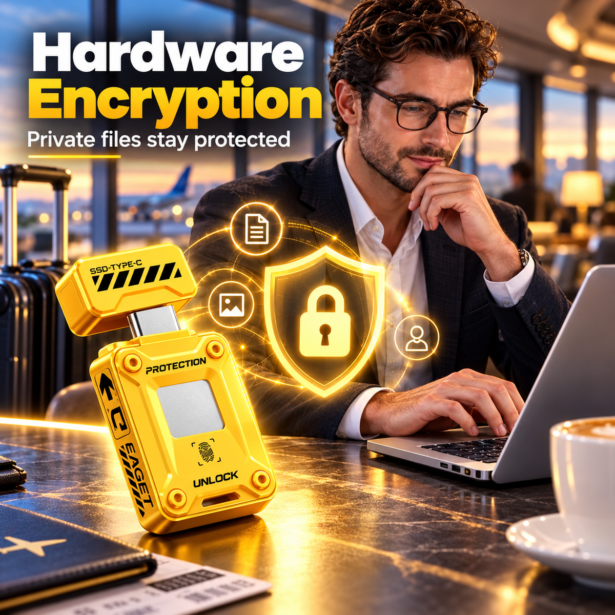 🔐 EAGET FU80 Fingerprint Encrypted SSD – High-Speed USB-C Flash Drive for Secure Data Storage