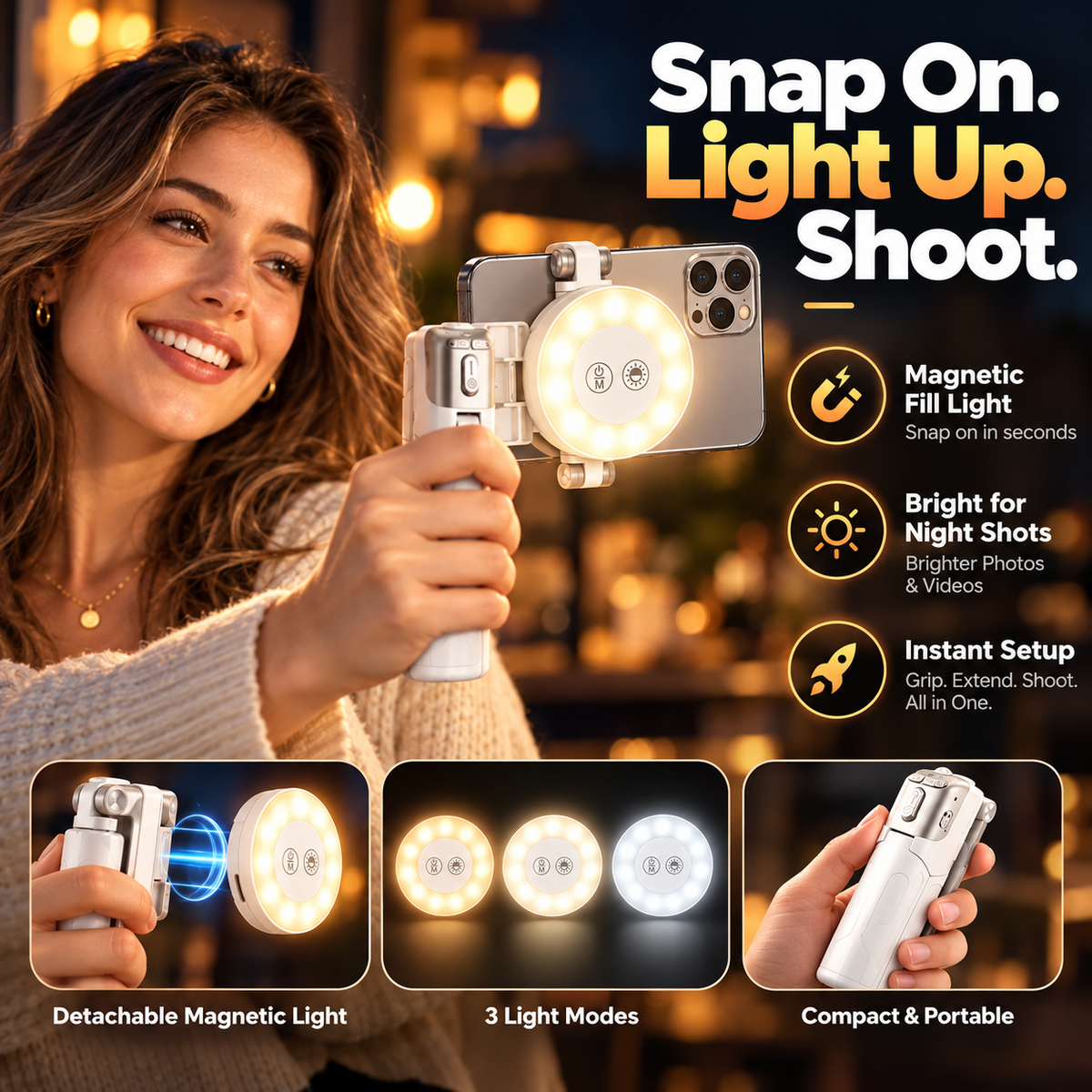 Detachable magnetic fill light