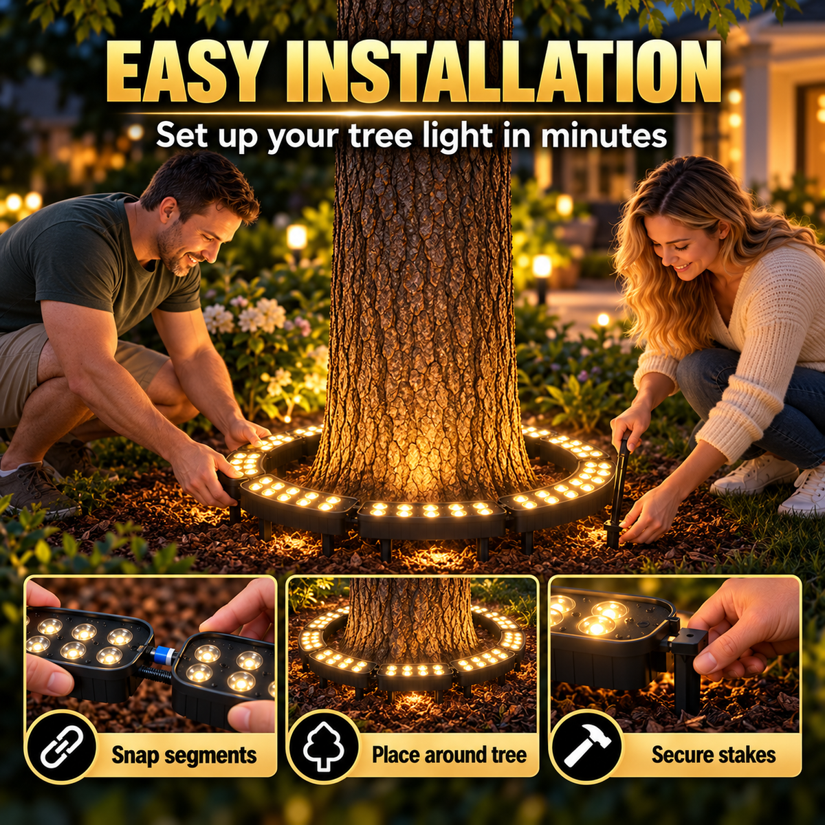 Easy installation modular tree landscape lights