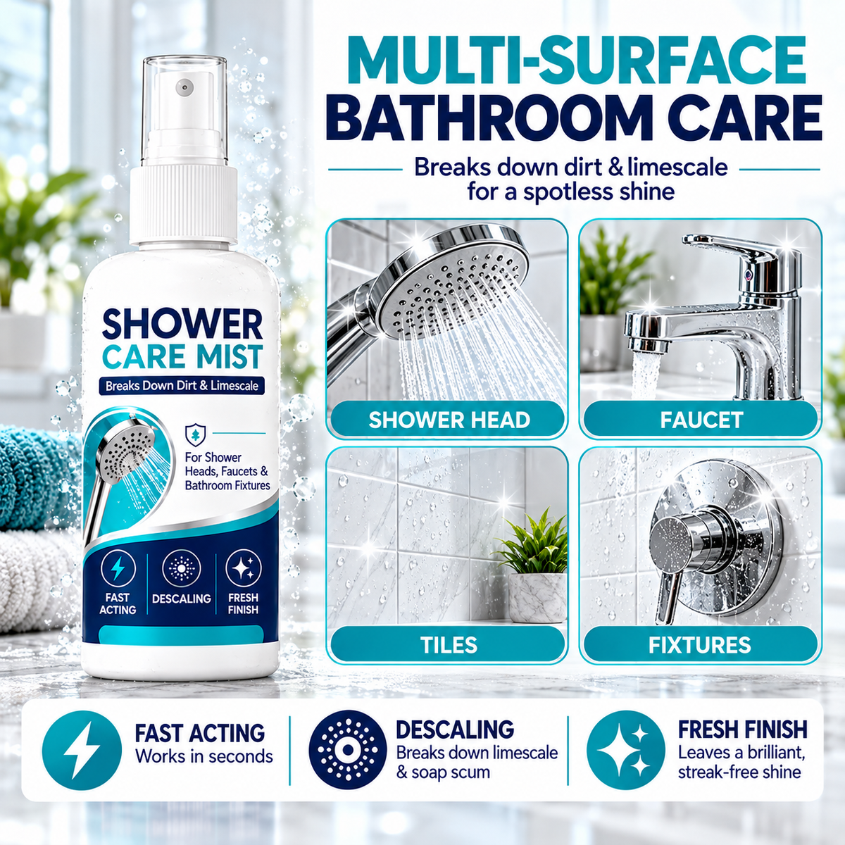 🚿✨ Powerful Shower Limescale Remover Spray – Effortlessly Dissolve Stubborn Buildup!