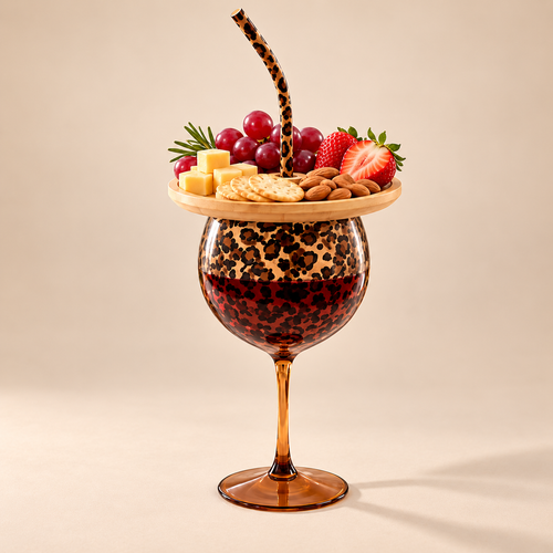 🐆🍷 Leopard Print Wine & Charcuterie Serving Set
