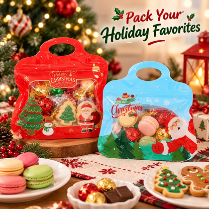 🎄 Christmas Self-Seal Treat Bags – Santa & Snowman Gift Bags for Cookies, Candy & Small Gifts