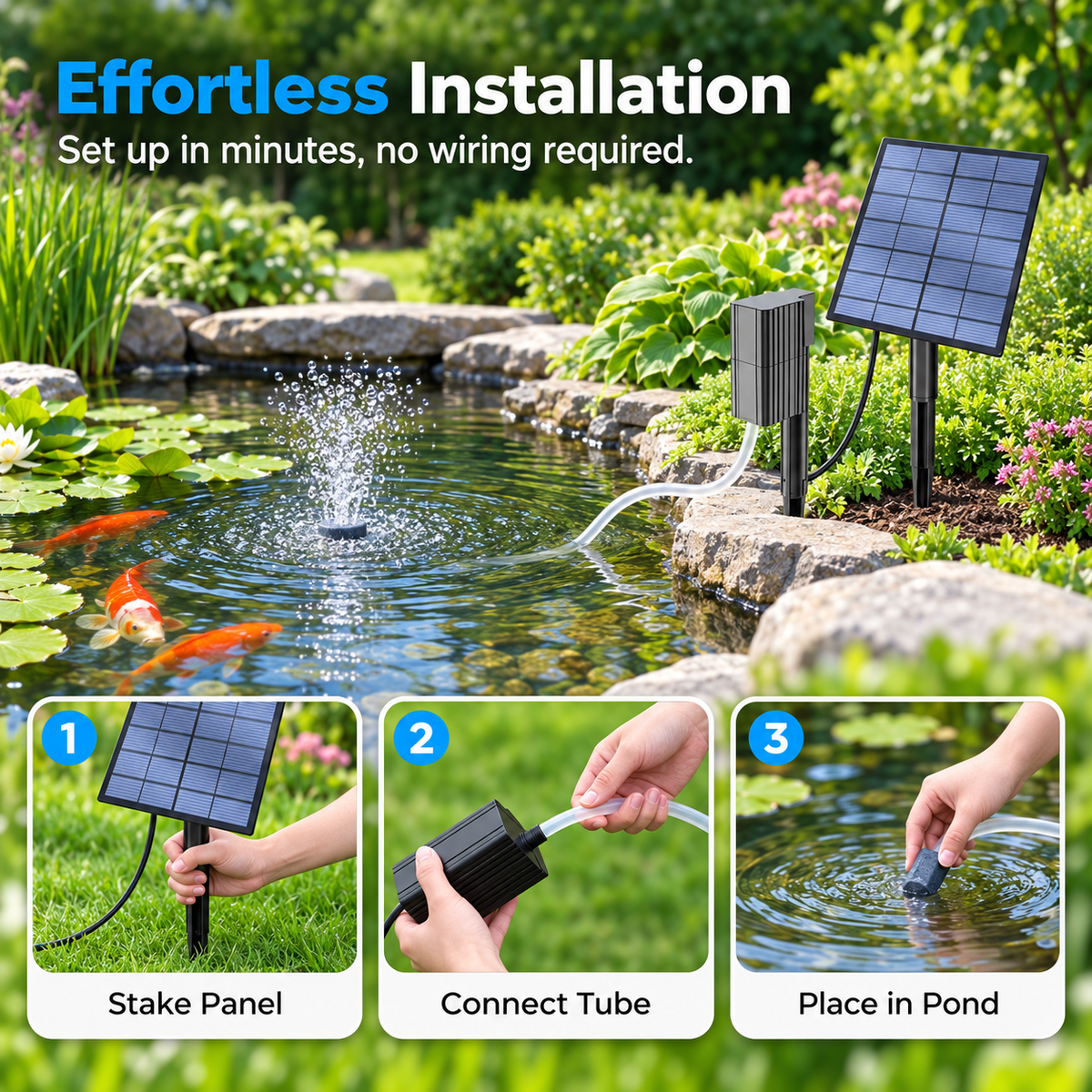 ☀️Solar Pond Aerator with Air Pump🐟