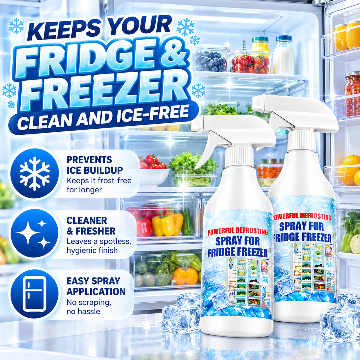 ❄️ Fridge & Freezer Defrosting Spray – Fast Ice & Frost Remover
