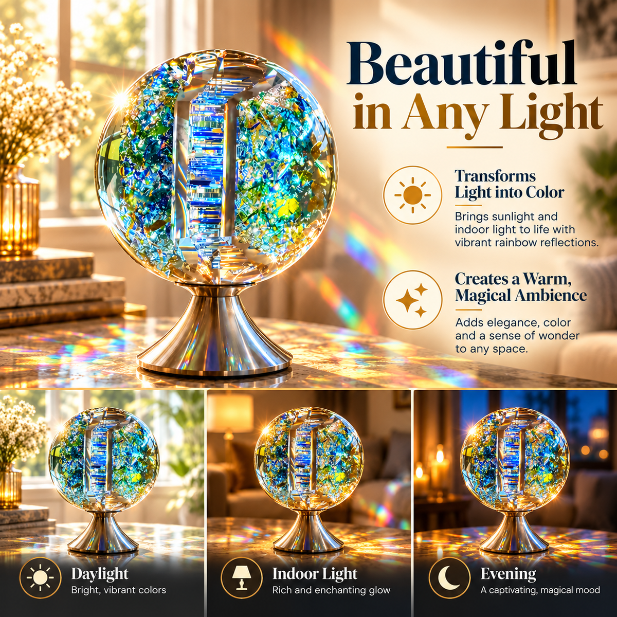 🌈✨ Magical Rainbow Crystal Light Sculpture – Stunning Glass Art That Fills Your Room with Colorful Reflections!