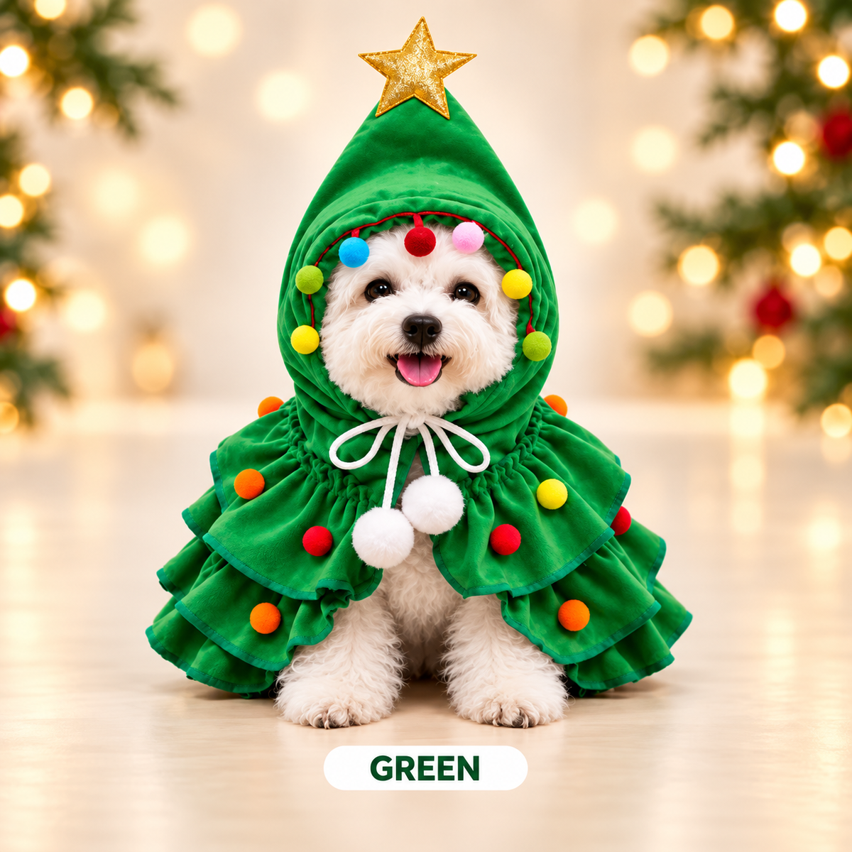 Christmas Tree Pet Costume for Dogs & Cats – Festive Holiday Outfit