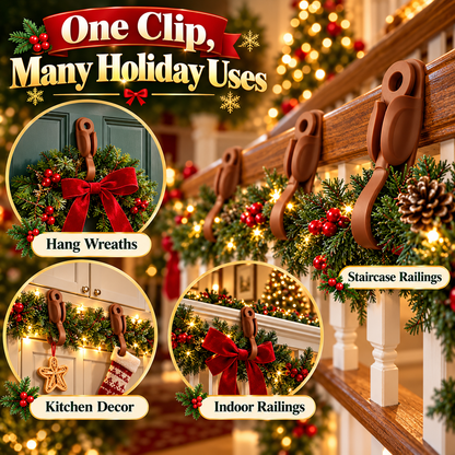 🎄 6-Pack No-Drill Christmas Garland Clips – Invisible Adhesive Holders for Mantels, Stairs & Holiday Decorations ✨