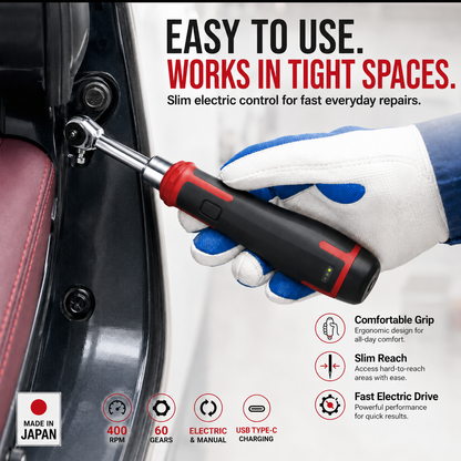 ⚡ Slim Electric Ratchet Wrench – 400 RPM USB-C Rechargeable Power Tool