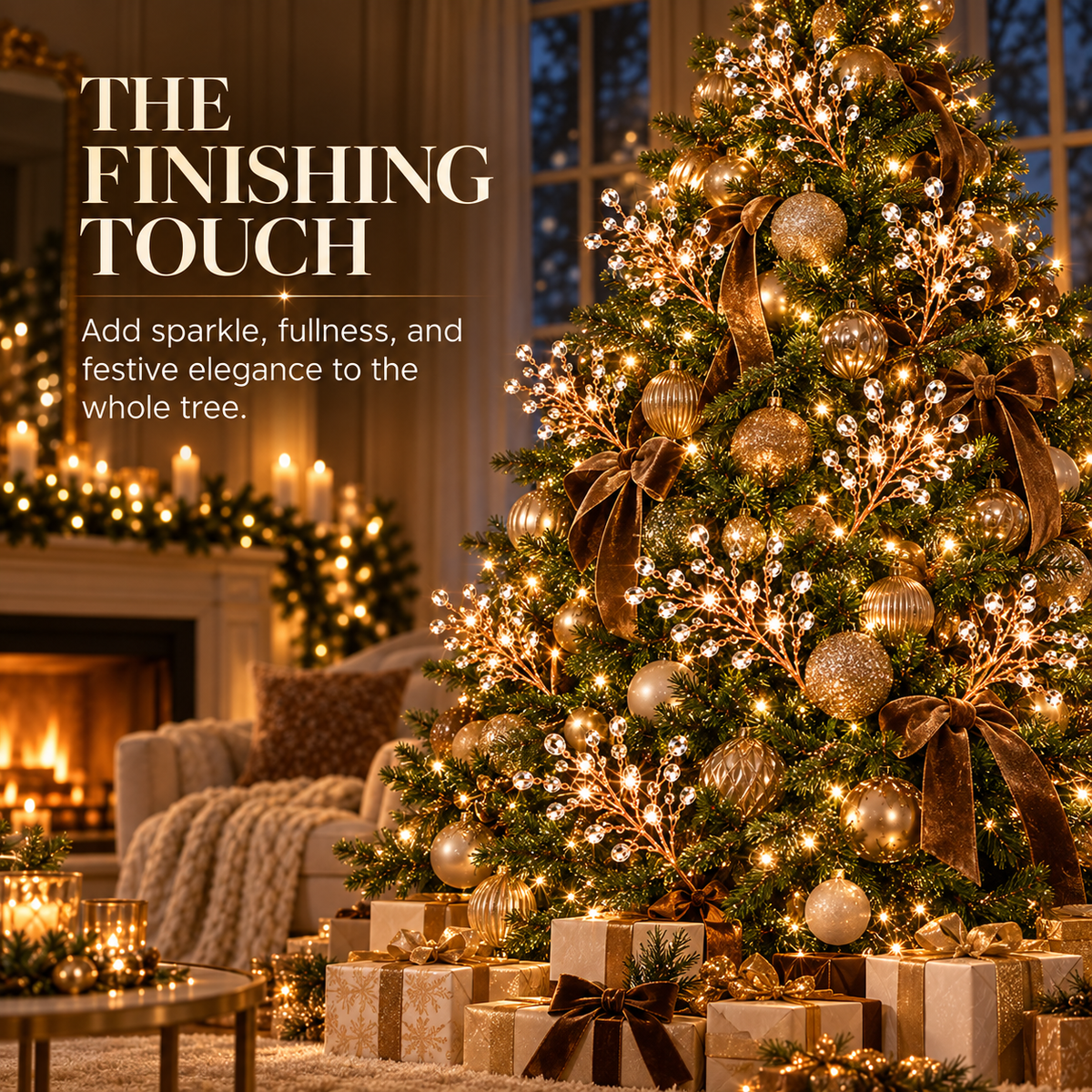 🎄✨ Crystal Beaded Christmas Tree Picks – Sparkling Branch Decorations for a Fuller, More Elegant Holiday Tree