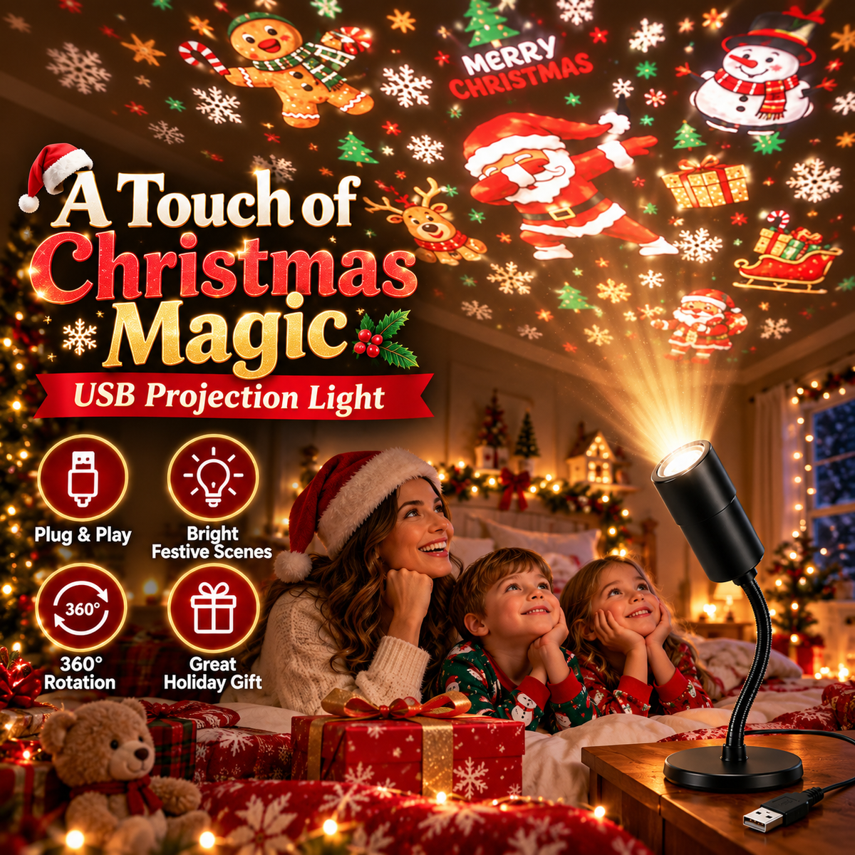 🎄 HD Christmas Projector – 6/10 Festive Scenes for Magical Holiday Displays