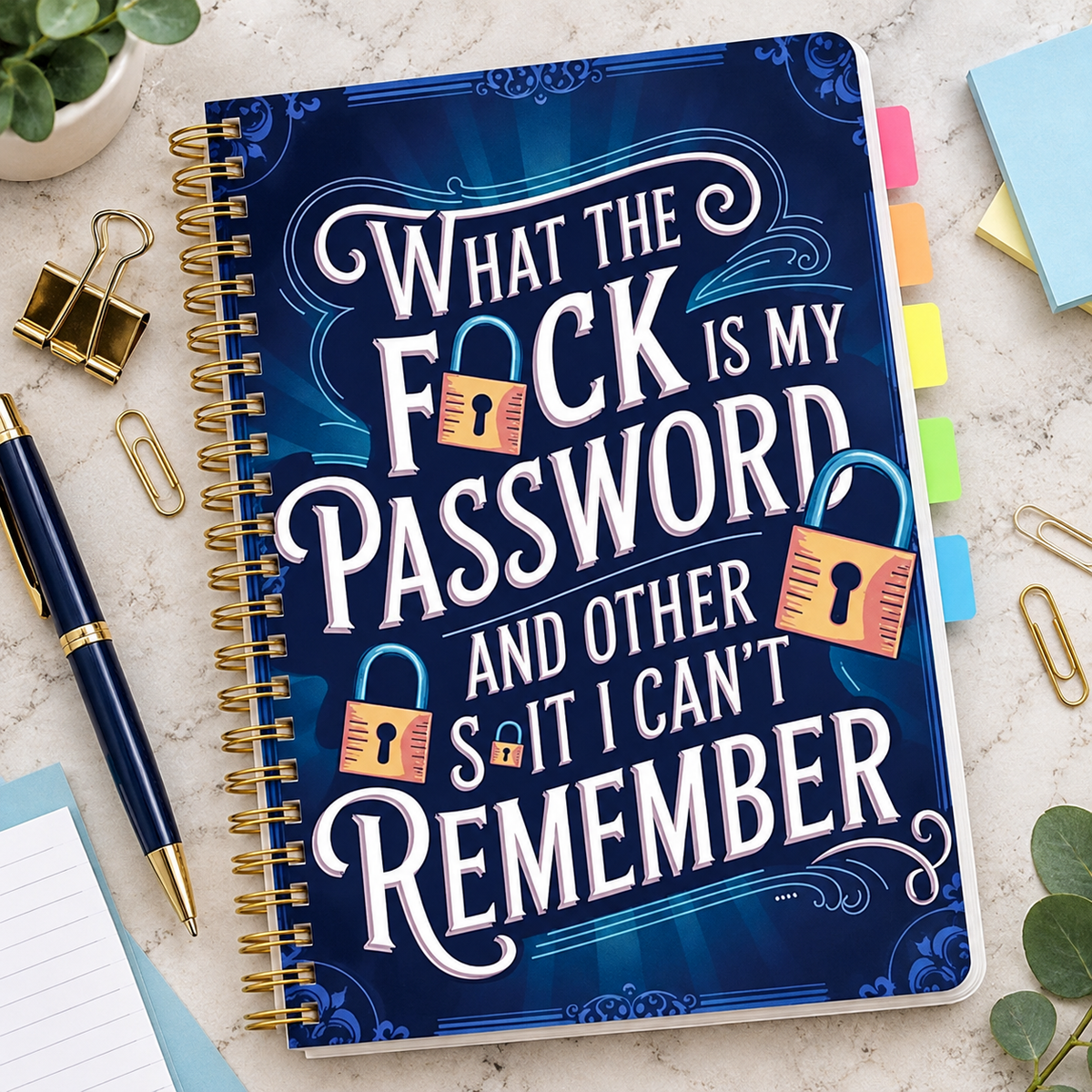 📒🔐 Funny Password Keeper Notebook – Spiral-Bound Password Organizer with Hilarious Security Quotes | Easy Password Tracking ✍️