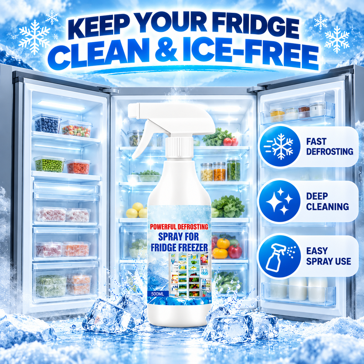 Clean refrigerator freezer maintenance spray