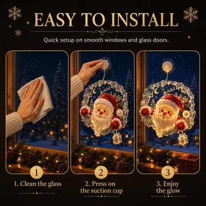 🎄Lighted Christmas Window Decoration with Suction Cup– 8 Warm LED Festive Designs✨