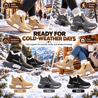 🔥 Cozy Fleece-Lined Winter Boots ❄️ Warm & Comfortable Anti-Slip Ankle Boots with Easy Side Zip