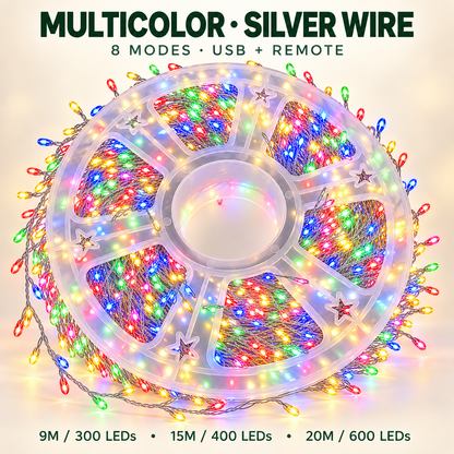 🎄✨ 300–600 LED Christmas Cluster String Lights – 8 Magical Lighting Modes for Stunning Holiday Decor 🌟