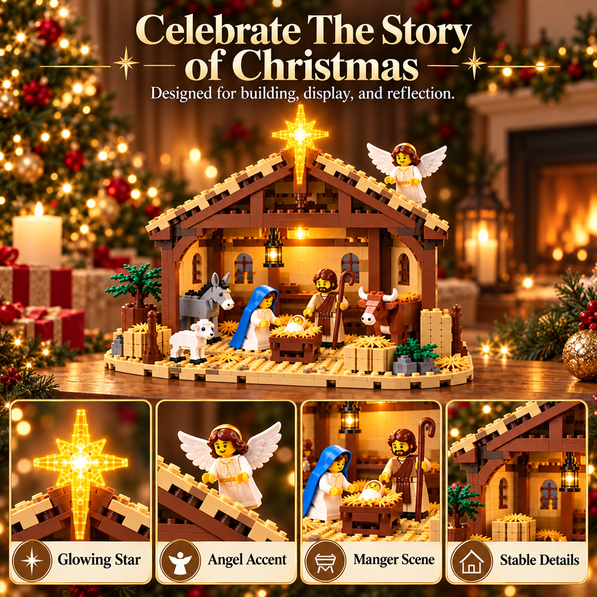 🎄🎁 Build the Christmas Story – DIY Nativity Scene Building Blocks Set for Holiday Decor & Gifts