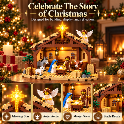 🎄🎁 Build the Christmas Story – DIY Nativity Scene Building Blocks Set for Holiday Decor & Gifts