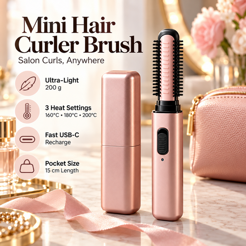 ✨ Cordless Ceramic Hair Curler – Portable Mini Curling Iron with 3 Heat Settings