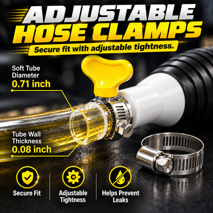 ⛽ Manual Siphon Transfer Pump Kit with 1M Hose – For Fuel, Water & Oil