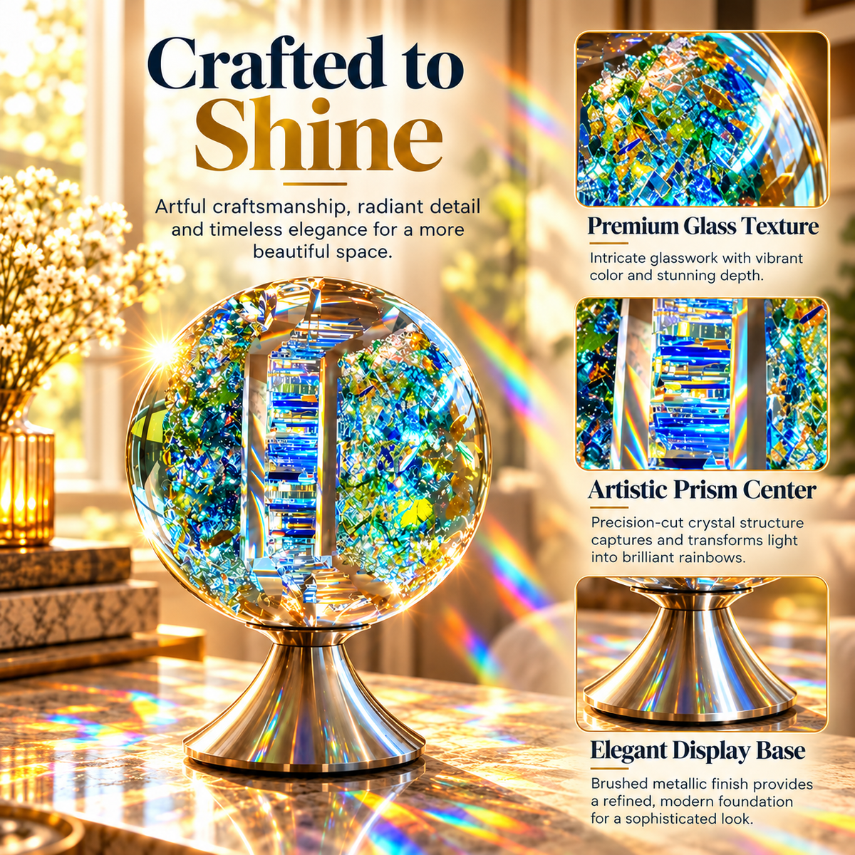 🌈✨ Magical Rainbow Crystal Light Sculpture – Stunning Glass Art That Fills Your Room with Colorful Reflections!