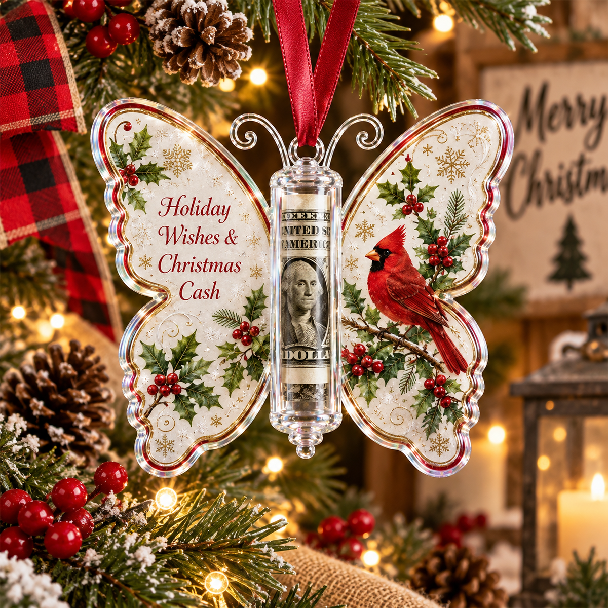 🎄 Christmas Money Butterfly Ornament – Creative Cash Gift Holder Keepsake 🦋💵