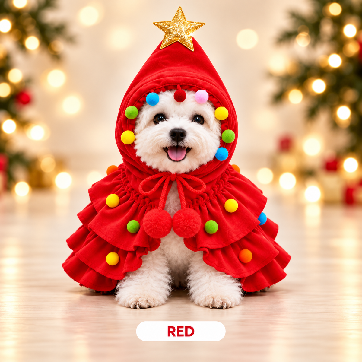 Red Christmas tree pet costume
