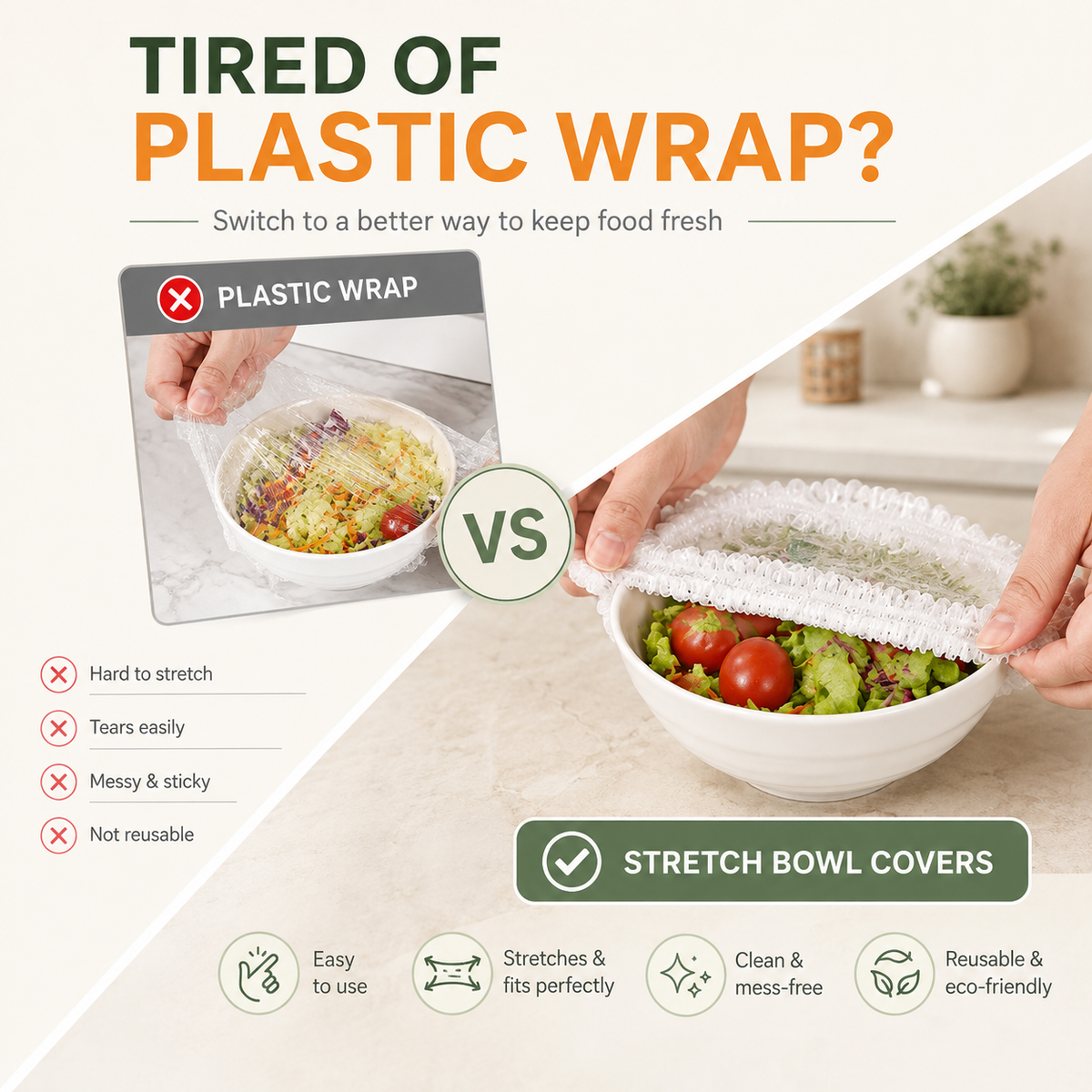 💥Disposable Elastic Stretch Food Covers 100PCS | Quick Food Storage for Bowls & Plates