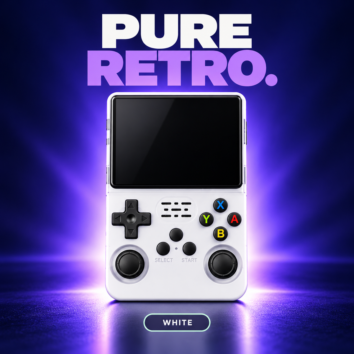 R36S retro handheld gaming console in white