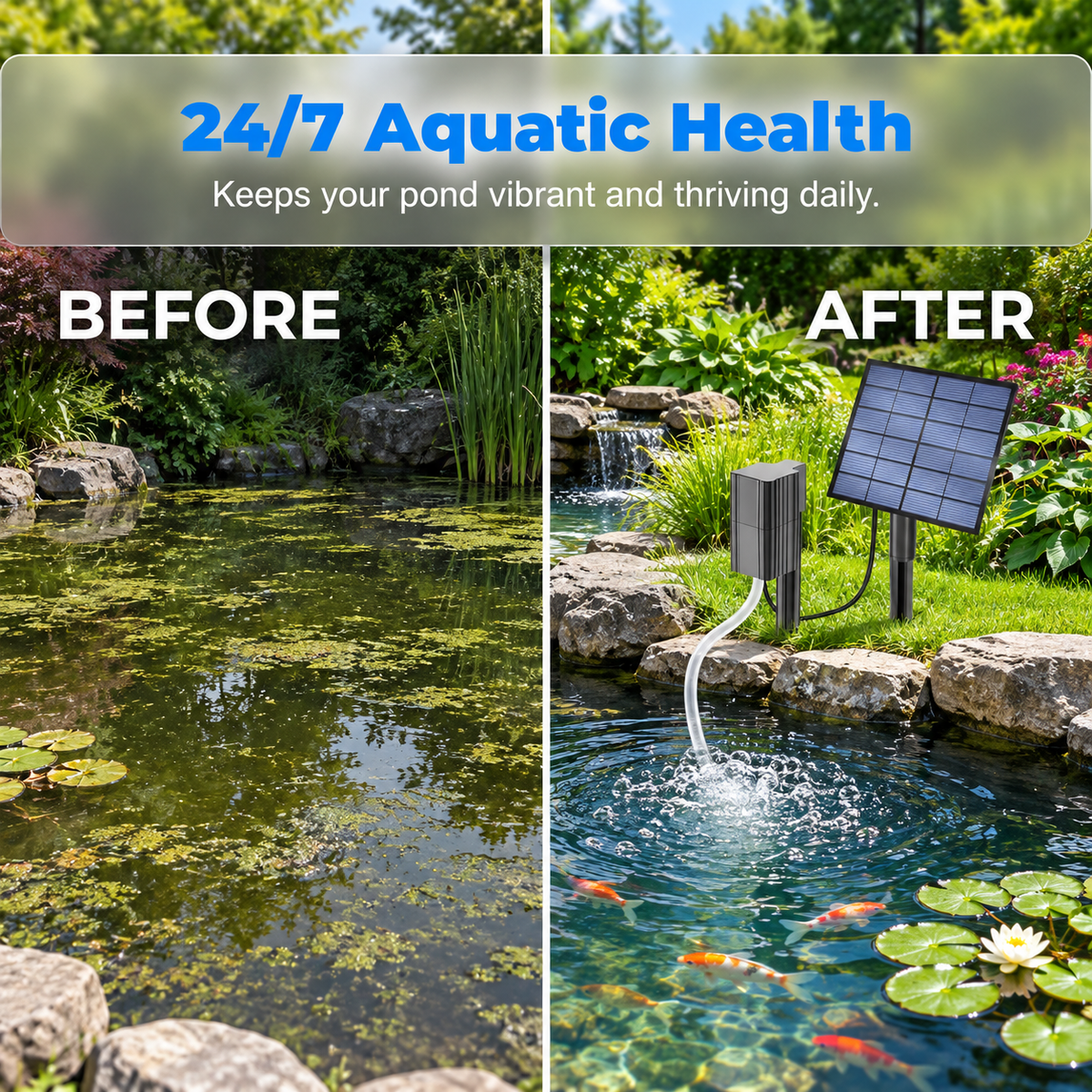 ☀️Solar Pond Aerator with Air Pump🐟