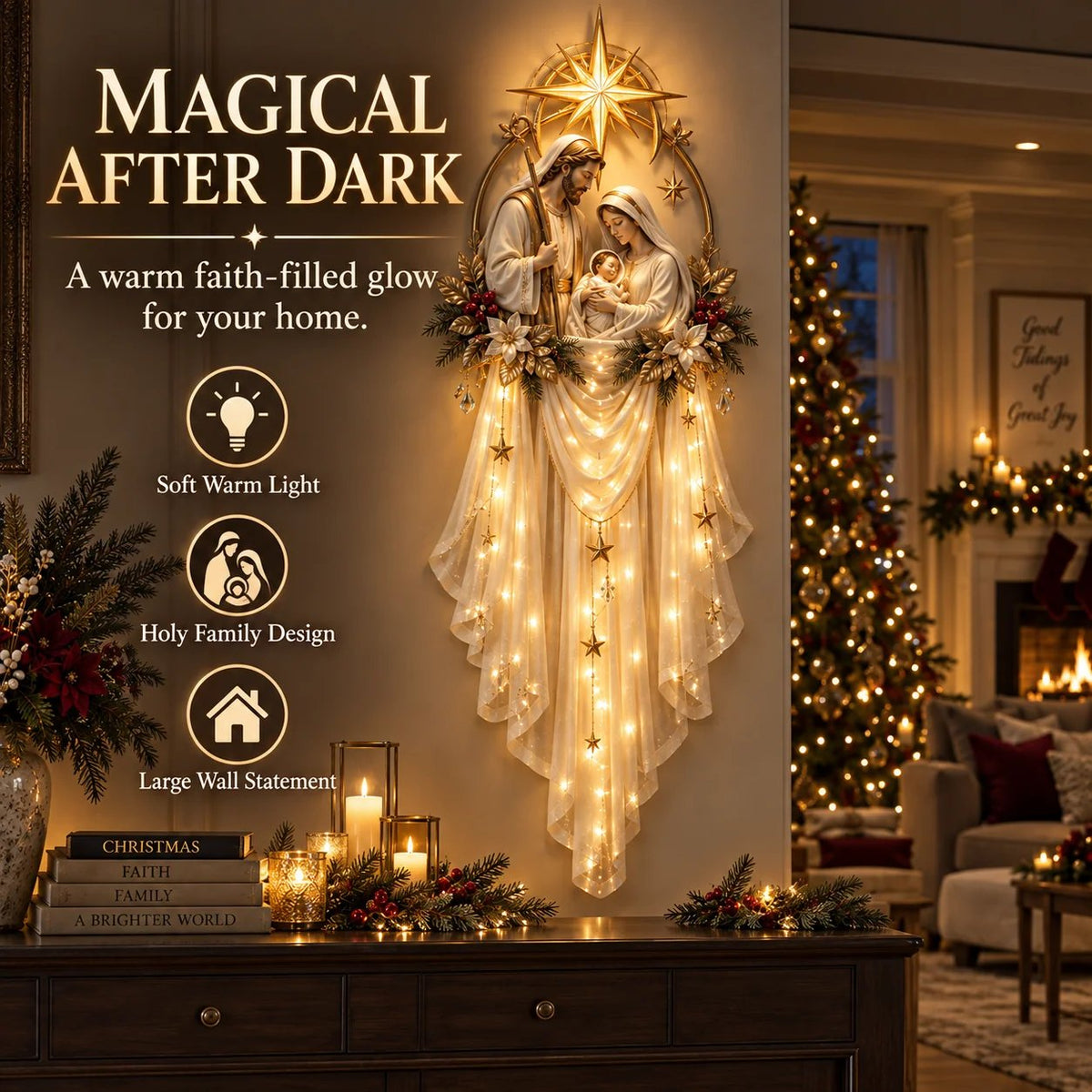 ✨ Holy Family Star Veil – Meaningful Christmas Wall Decor