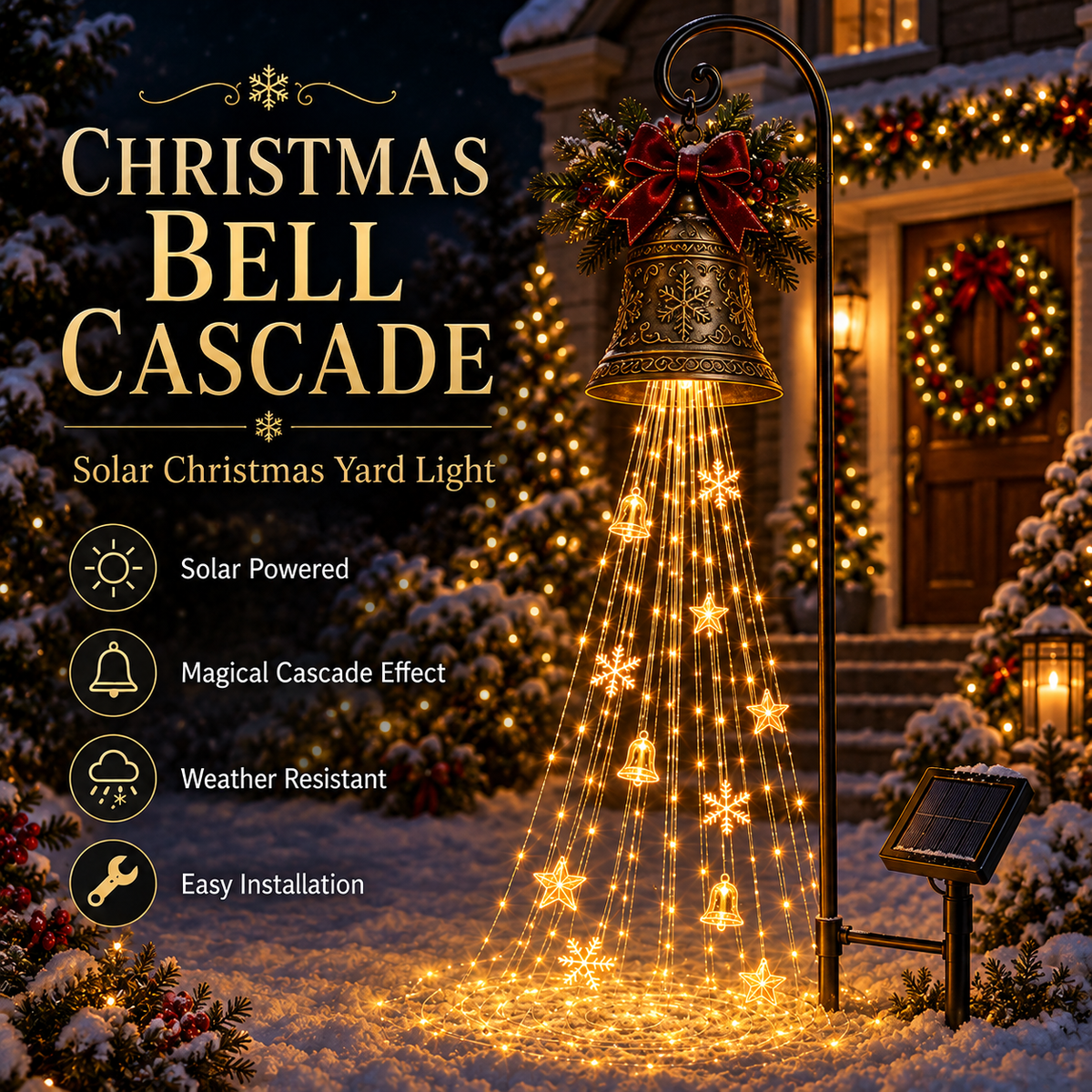🔔🎄 Festive From Every Angle ✨– Magical Christmas Cascade Solar Garden Light🎄🎁