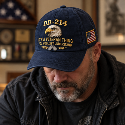 100% Handmade DD-214 Veteran Honor Embroidered Cap(𝐂𝐡𝐚𝐝 𝐒𝐦𝐢𝐭𝐡 𝐇𝐚𝐧𝐝𝐦𝐚𝐝𝐞)