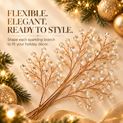 🎄✨ Crystal Beaded Christmas Tree Picks – Sparkling Branch Decorations for a Fuller, More Elegant Holiday Tree