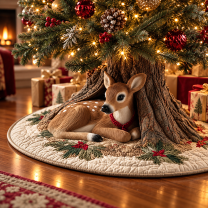 🎄✨ 3D Optical Illusion Christmas Tree Skirt – Festive Holiday Tree Decor 🎅