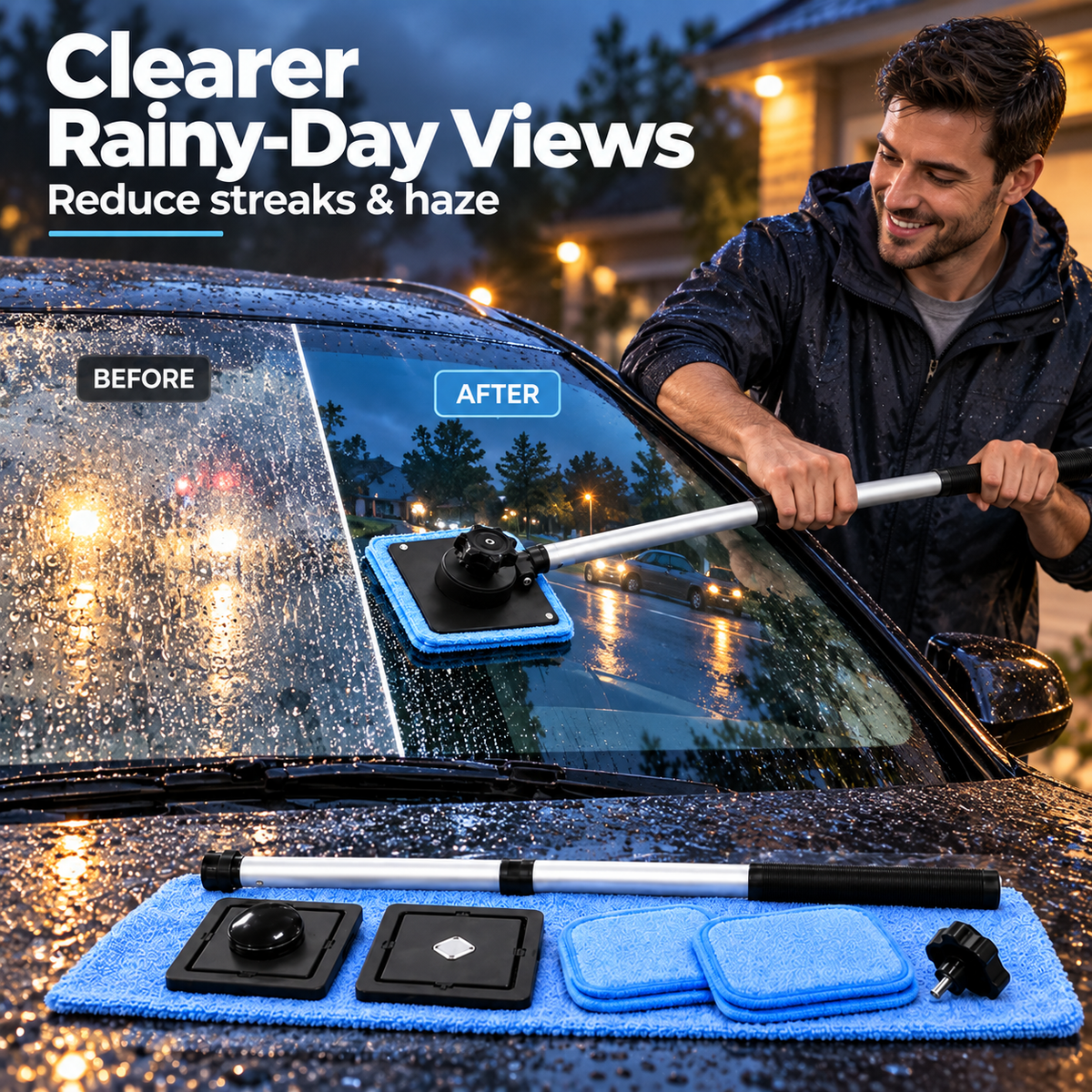🚗✨ Dual-Sided Magnetic Windshield Cleaner – Effortless Streak-Free Glass Cleaning