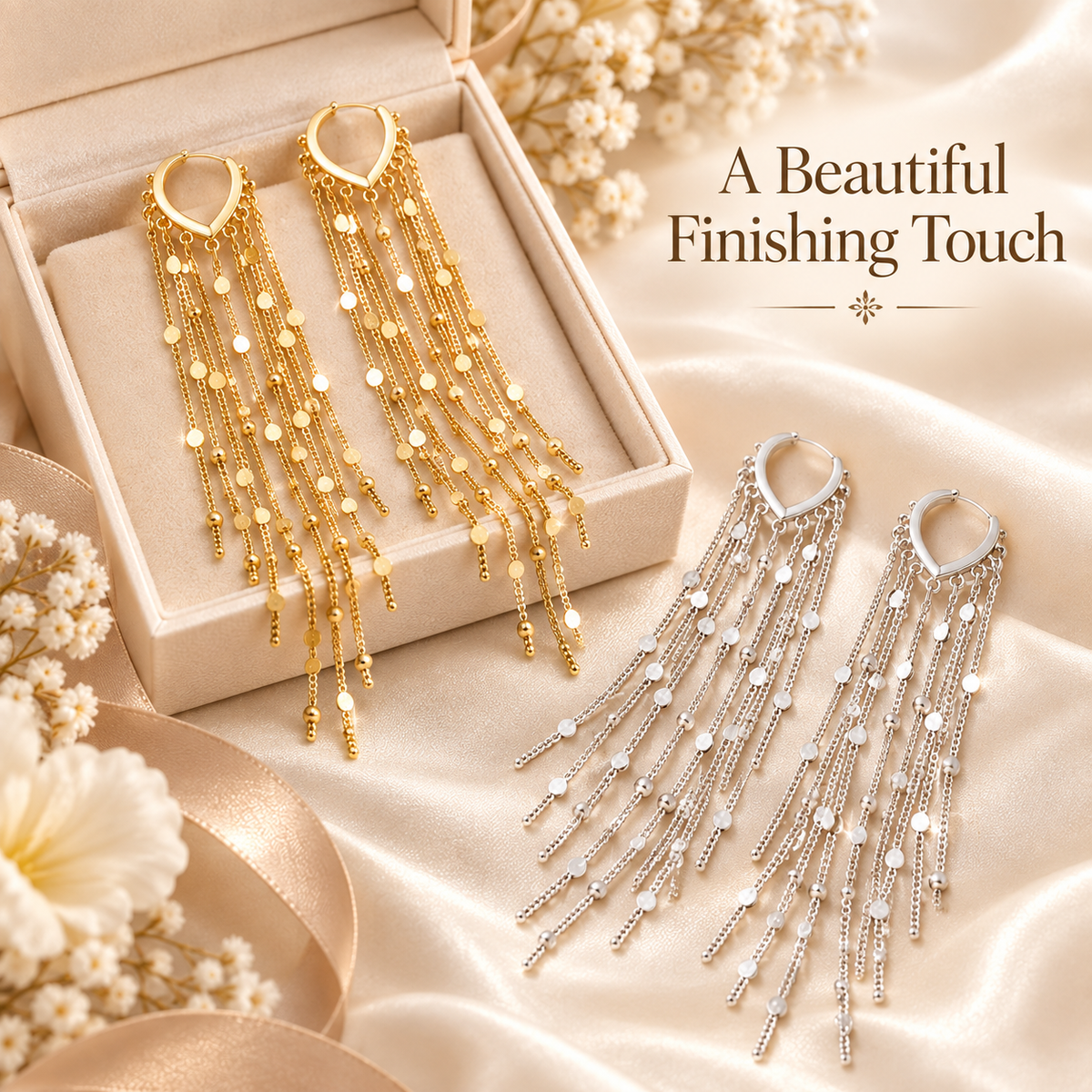 Elegant long tassel earrings gift styling