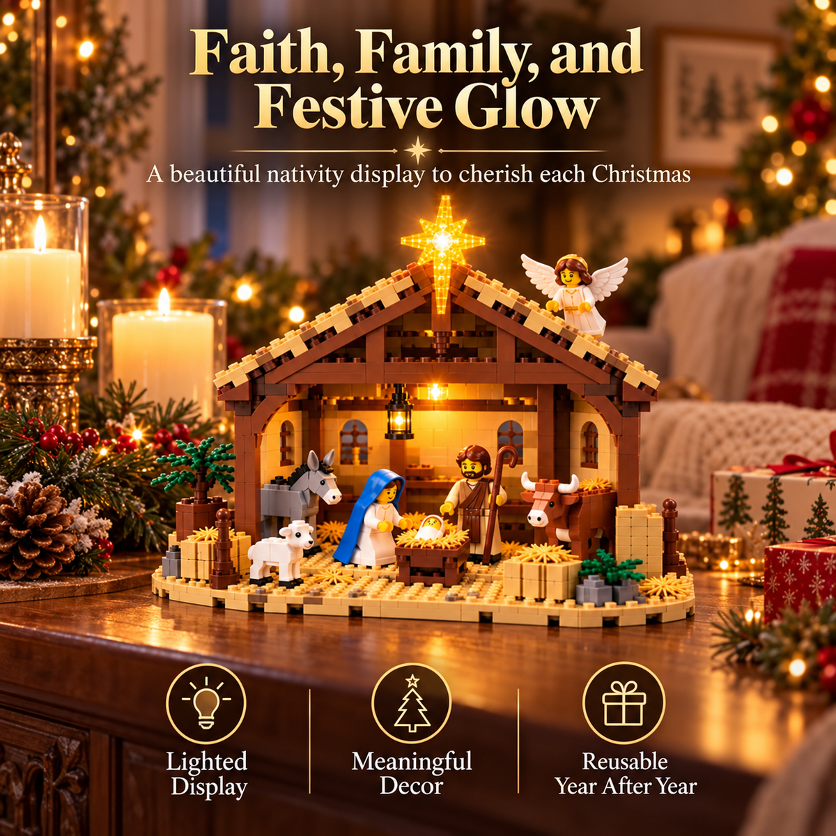 🎄🎁 Build the Christmas Story – DIY Nativity Scene Building Blocks Set for Holiday Decor & Gifts