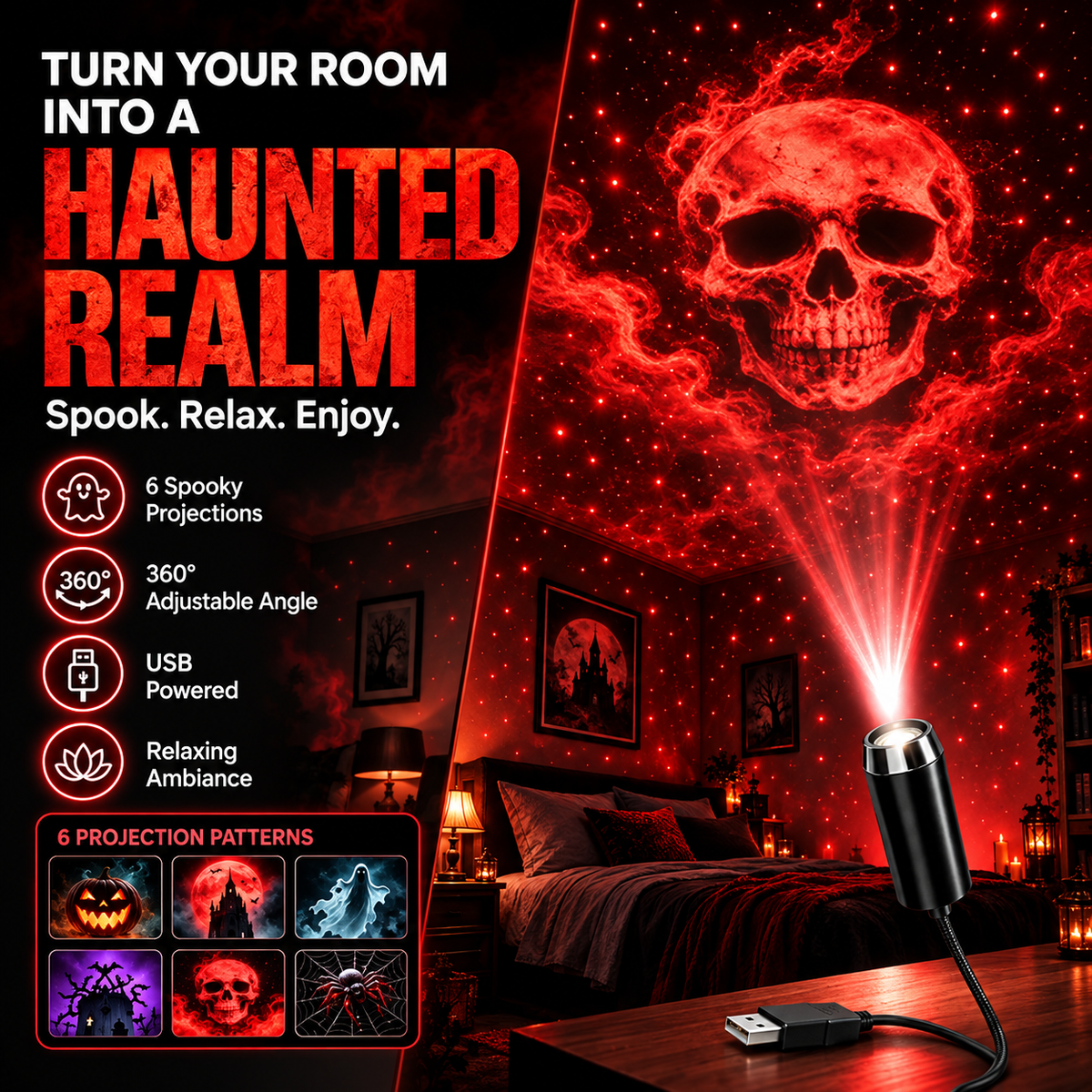 🎄 HD Christmas Projector – 6/10 Festive Scenes for Magical Holiday Displays