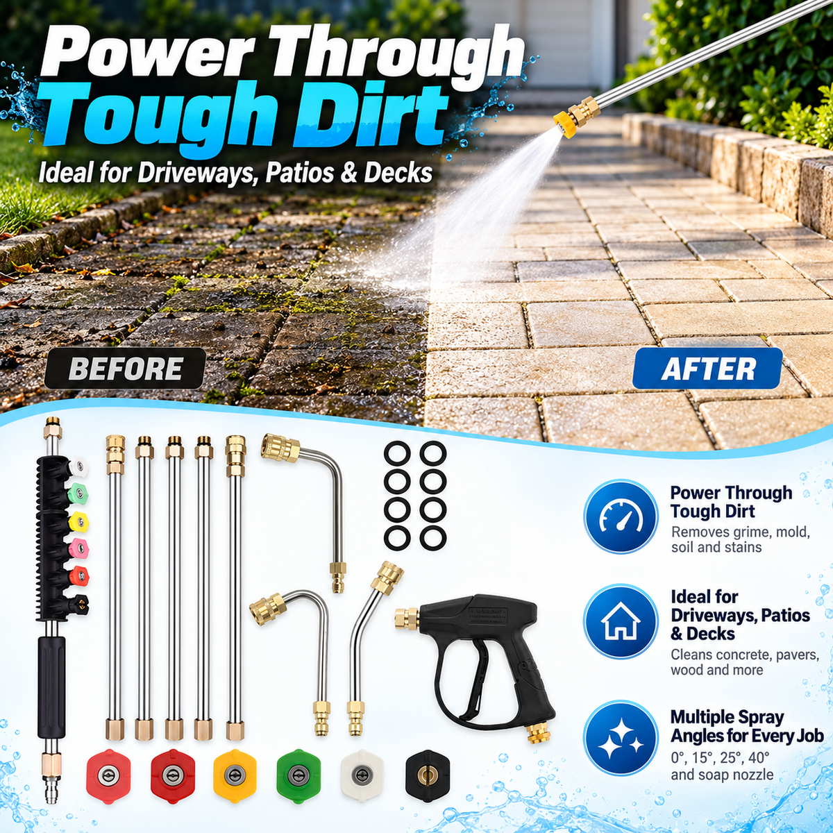 💦🚀 High-Pressure Washer Extension Wand Set – Reach Higher, Clean Faster & Easier! ✨