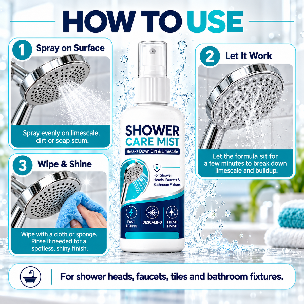 🚿✨ Powerful Shower Limescale Remover Spray – Effortlessly Dissolve Stubborn Buildup!