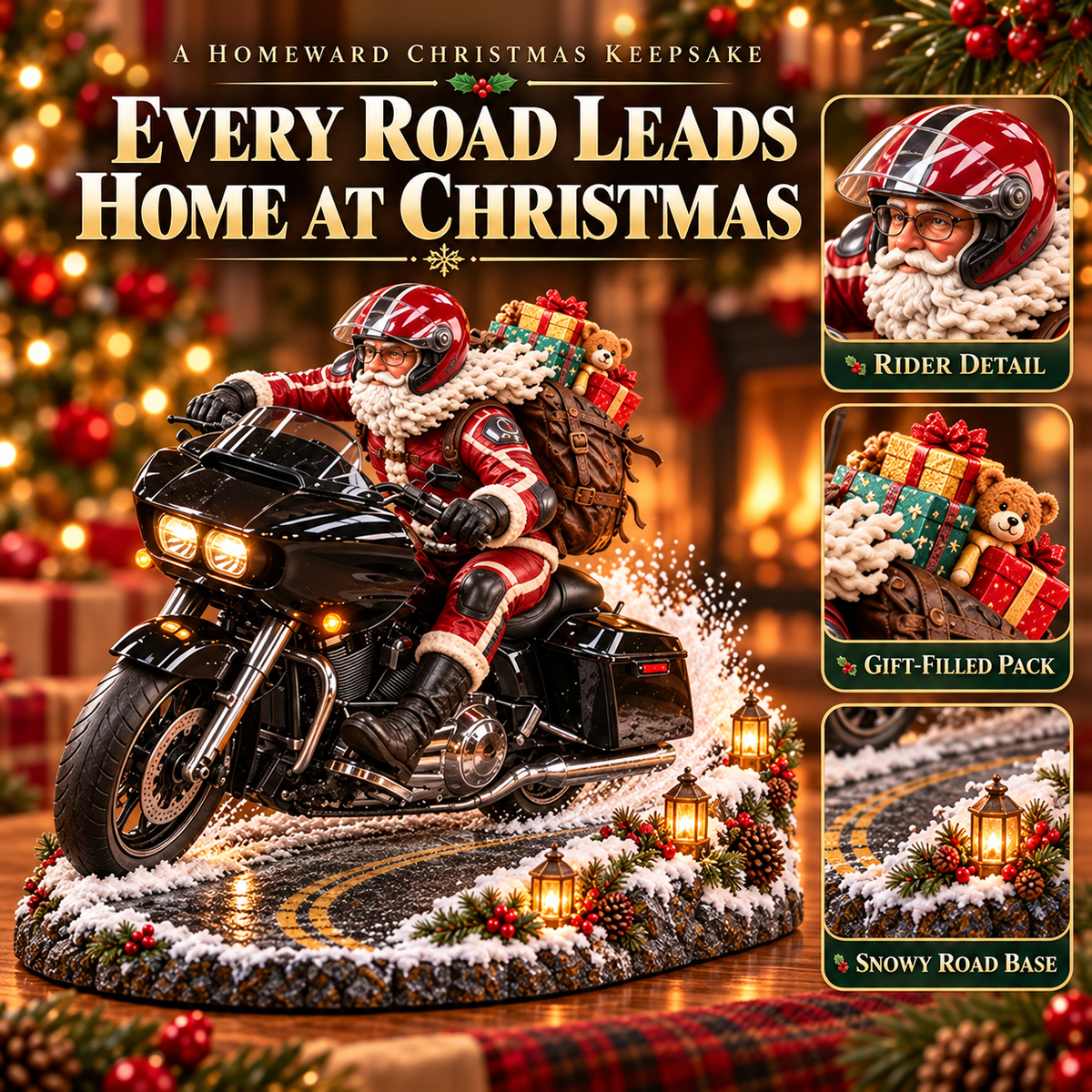 🏍️🎅 Santa’s Christmas Ride – Vintage Motorcycle Keepsake Collection