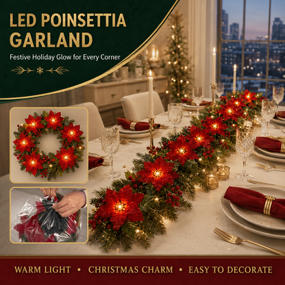🎄 Poinsettia LED Garland Lights ✨ Magical Christmas Decor