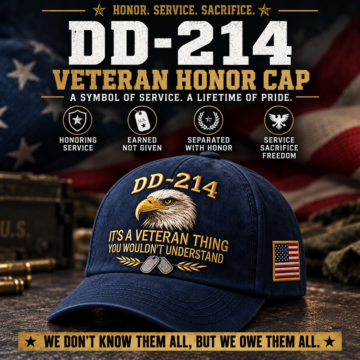 100% Handmade DD-214 Veteran Honor Embroidered Cap(𝐂𝐡𝐚𝐝 𝐒𝐦𝐢𝐭𝐡 𝐇𝐚𝐧𝐝𝐦𝐚𝐝𝐞)