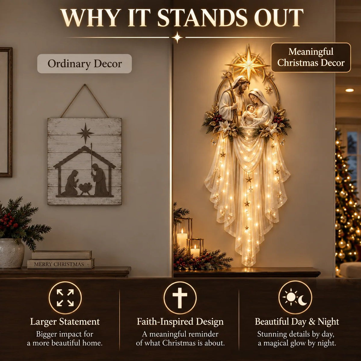 ✨ Holy Family Star Veil – Meaningful Christmas Wall Decor