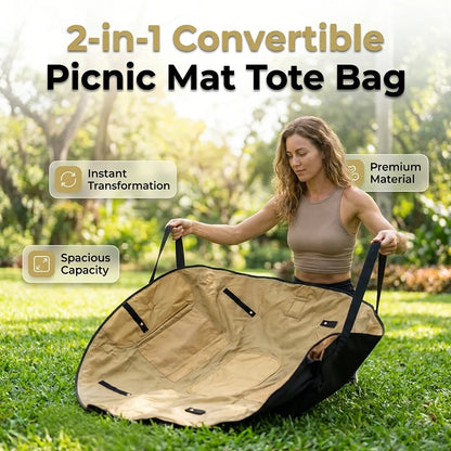 🔥🛍️ 2-in-1 Convertible Shopping Tote Bag & Picnic Mat – Everyday Multi-Purpose Carry Bag