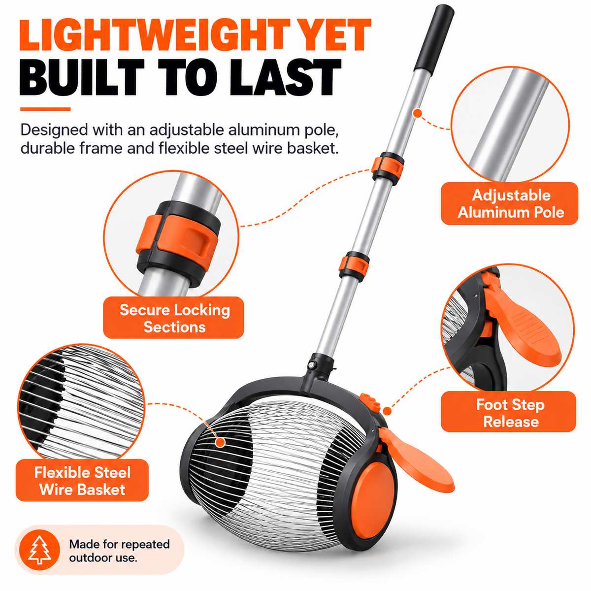 Telescoping nut gatherer construction details