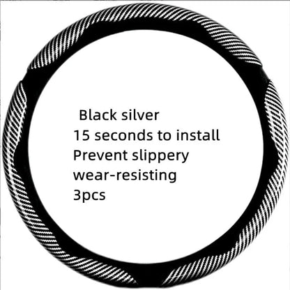 🏎️ Carbon Fiber-Style Steering Wheel Cover — Anti-Slip Car Steering Wheel Cover for 15-Inch Steering Wheels